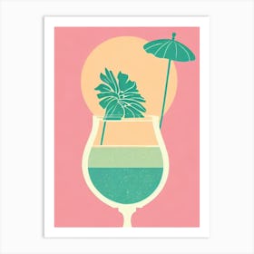 Blanc De Blancs Retro Pink Cocktail Poster Art Print