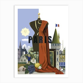 Paris, Collage Of Tourist Attractions Art Print