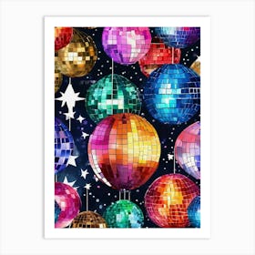 Colorful Disco Balls Art Print