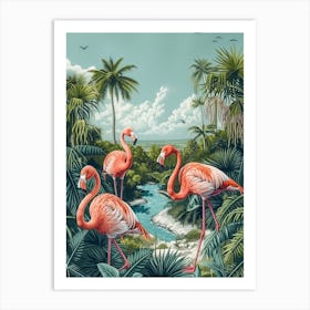 Greater Flamingo Argentina Tropical Illustration 2 Art Print