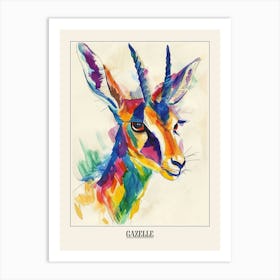 Gazelle Colourful Watercolour 1 Poster Art Print