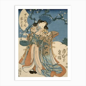 The Actor Ichimura Kakitsu In A Female Role Representing The Second Month By Utagawa Kunisada Art Print