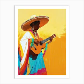 Mexican Woman Playing Guitar, Mexico 1 Art Print