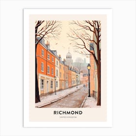 Vintage Winter Travel Poster Richmond England 1 Art Print
