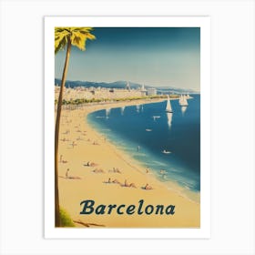 Aihrgdesign A Mid Century Modern Travel Poster For Barcelona Art Print