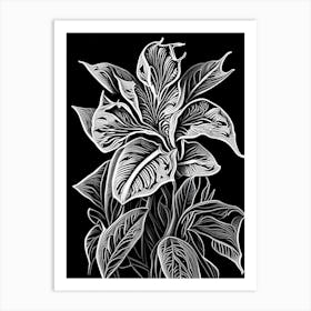 Spiderwort Leaf Linocut Art Print