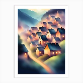 Night In The Village 1 Art Print