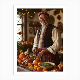 A Jovial Pilgrim Adorned With Traditional Dress From The New World An Adoring Smile Complementing (7) Art Print