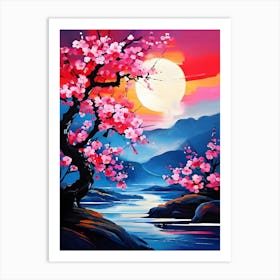 Cherry Blossoms At Sunset Art Print