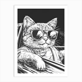 Cat In A Car.Generated AI. Wall Art Print Affiche