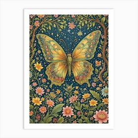 Butterfly In The Blooming Garden Art Print