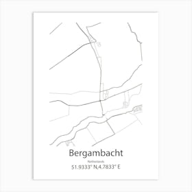 Bergambacht,Netherlands Minimalist Map Art Print