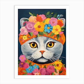 Scottish Fold Cat With A Flower Crown Painting Matisse Style 3 Art Print