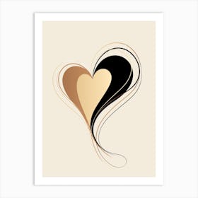 Gold Cream Black Heart 3 Art Print
