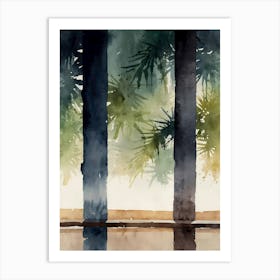 Watercolour Of Palm Trees Art Print