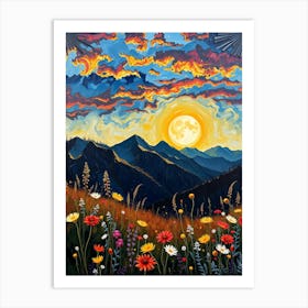 Sunset In The Mountains 36 Art Print