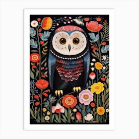 Folk Bird Illustration Snowy Owl 1 Art Print