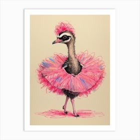 Ostrich In Pink Tutu Art Print