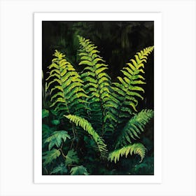 Harts Tongue Fern Painting 1 Art Print