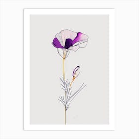 Eustoma Floral Minimal Line Drawing 1 Flower Art Print