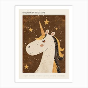 Unicorn With The Stars Brown Mustard Poster Art Print
