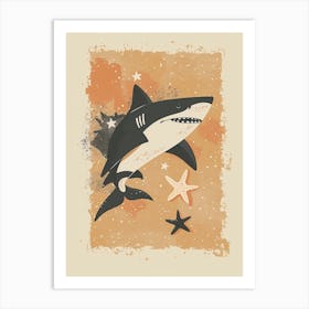 Shark & Starfish Modern Storybook Style 2 Art Print
