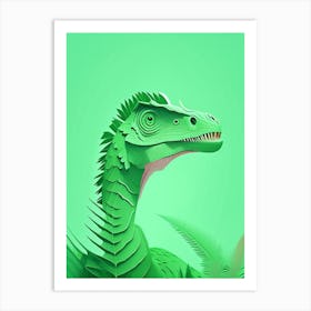 Velociraptor Cute Mint Dinosaur Art Print