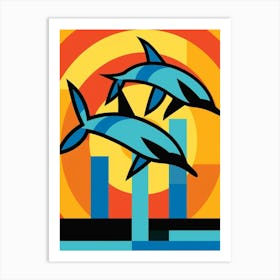 Dolphin Abstract Pop Art 7 Art Print
