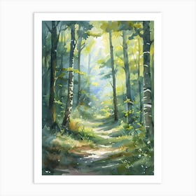 Watercolor Of A Forest Path 2 Art Print