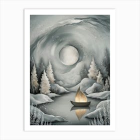 Boat In The Snow 4 Art Print