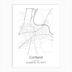 Cortland,United States Minimalist Map 1 Art Print