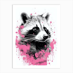 Pink Raccoon Illustration 3 Art Print