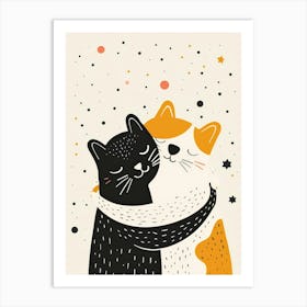 Hugging Cats Art Print