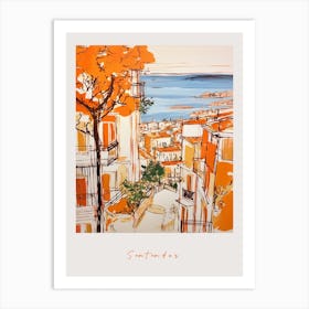 Santander Spain 2 Orange Drawing Poster Art Print