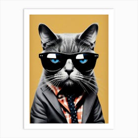 Cat In A Suit 3 Art Print