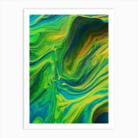 Abstract Greens and Blues Painting Art Print