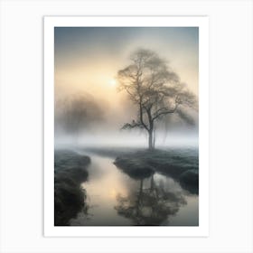 Sunrise Over A Stream Art Print