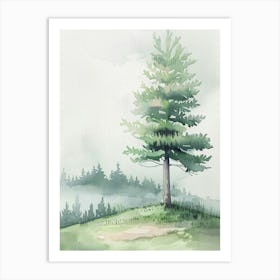 Juniper Tree Atmospheric Watercolour Painting 3 Art Print