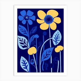 Blue Flower Illustration Buttercup 3 Art Print