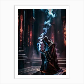 Dark priest praying Art Print