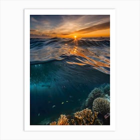 Coral Reef At Sunset-Reimagined Art Print