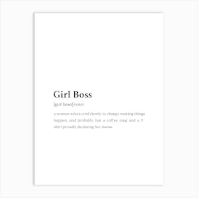 Girl Boss Funny Definition Wall Art Print