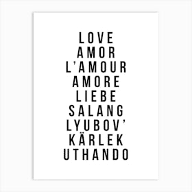 Love Amor Lamour Amore Liebe Art Print