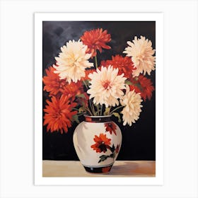 Bouquet Of Chrysanthemum Flowers, Autumn Fall Florals Painting 0 Art Print