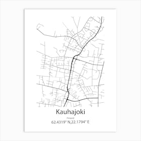 Kauhajoki,Finland Minimalist Map Art Print