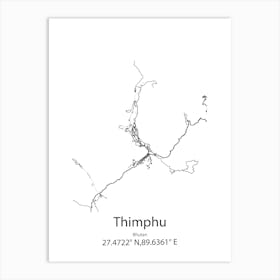 Thimphu,Bhutan Minimalist Map Art Print