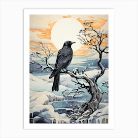 Winter Bird Painting Raven 3 Art Print