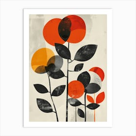 Orange And Black Flowers Art Print