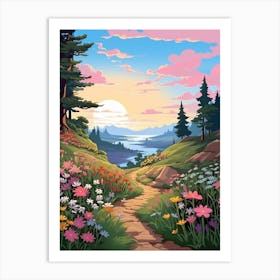 Pacific Northwest Trail Usa 1 Hike Illustration Art Print