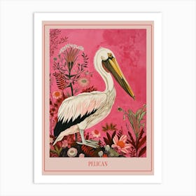 Floral Animal Painting Pelican 1 Poster Art Print